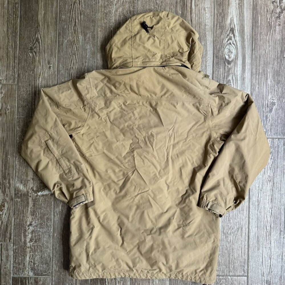Eddie Bauer Mens WeatherEdge Protection Tan Hooded Rain Jacket Size M - Picture 6 of 6